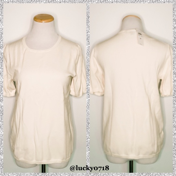 Ann Taylor NWT Cream Seasonless Short Sleeve Top M - Picture 2 of 7